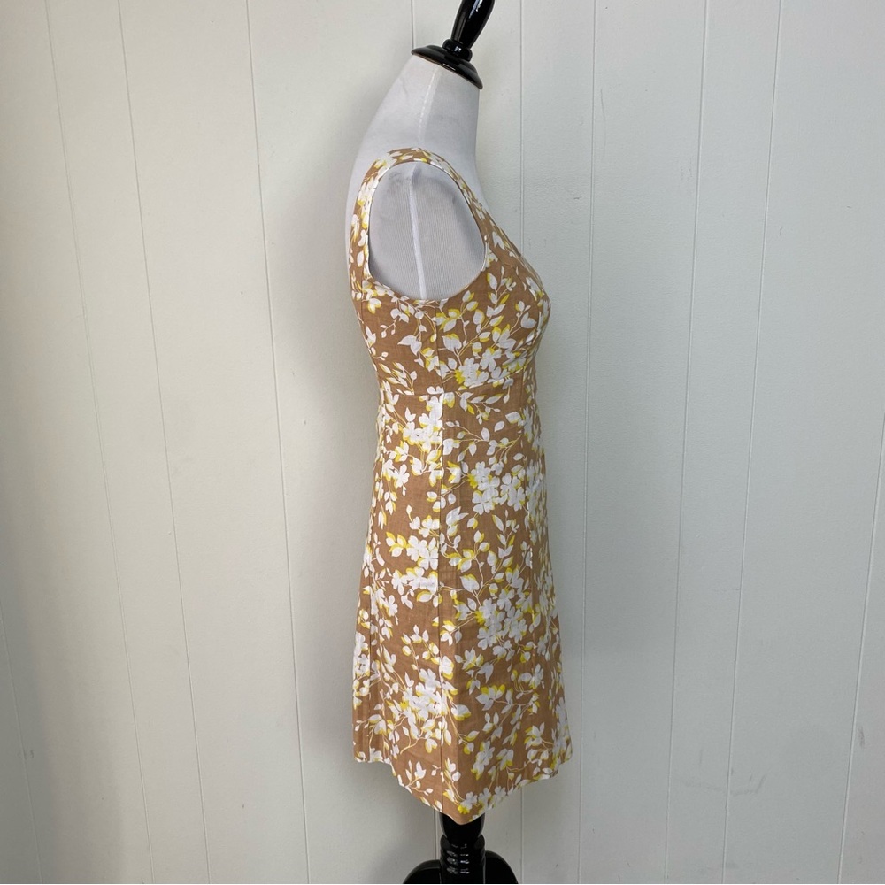 Draper James Brown White Yellow Floral Sleeveless Mini Dress size 0 - Picture 5 of 10